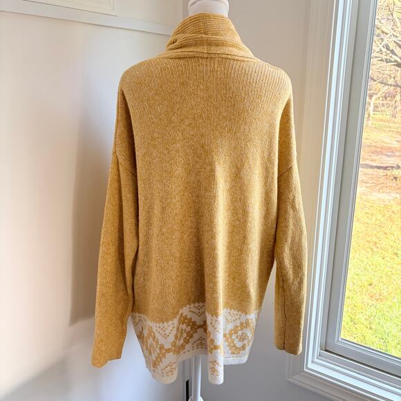 Old Navy Fair Isle Knit Yellow Medium Open Front Cardigan Sweater Women's - Picture 5 of 7